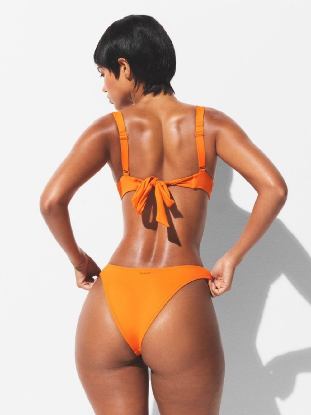 Skims orange Push-Up Bikini size 10 Top and matching tanga  large Bottom Set